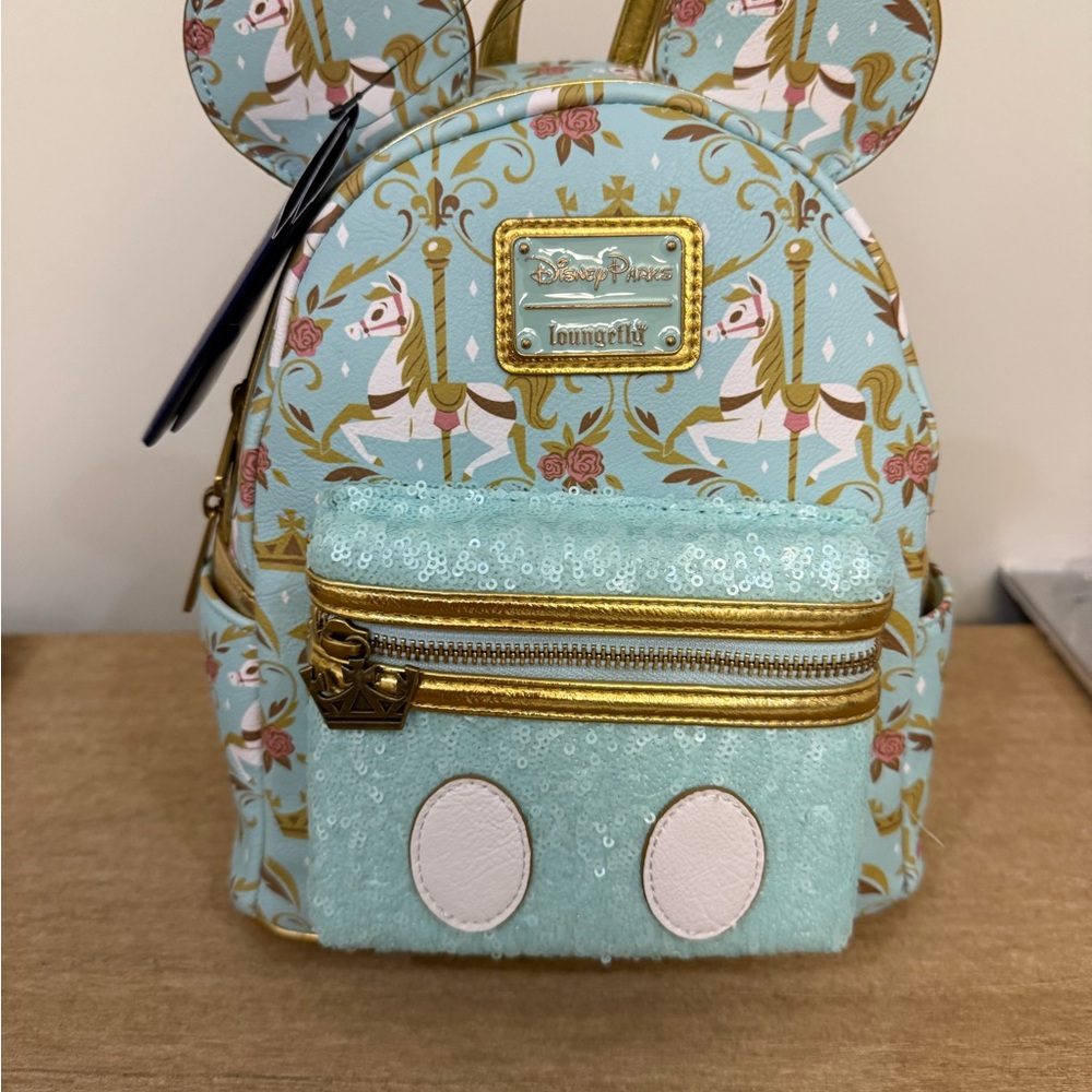 Loungefly Disney Mint/ Teal 50th Anniversary Carousel Backpack